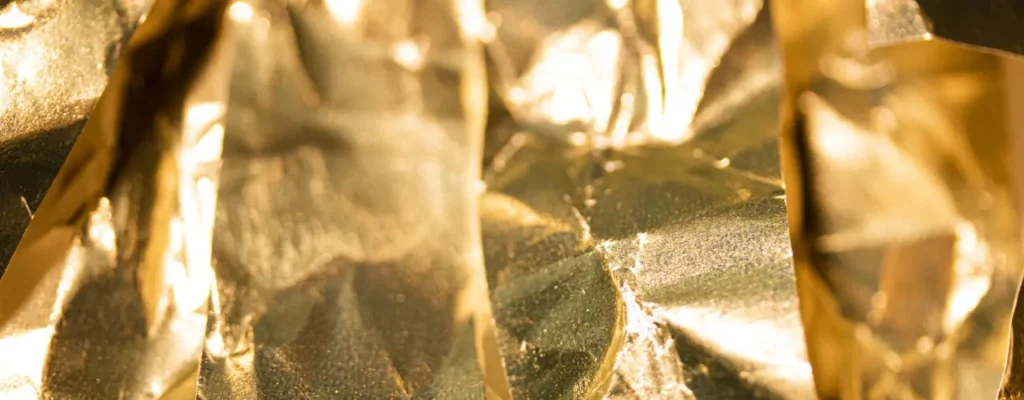 Close up of gold foil